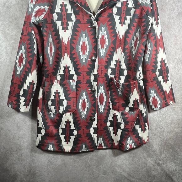 Sterling Kreek Western Rebel Jacket Womens XL Red Aztec Print Buffalo Buttons - Picture 5 of 11